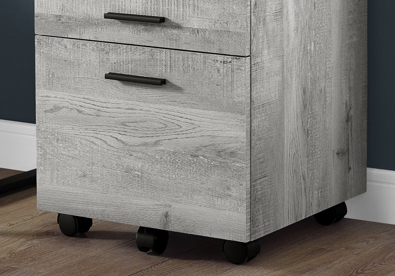 Filing Cabinet - 3 Drawer / Grey Reclaimed Wood / Castors - I 7401