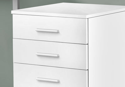 Filing Cabinet - 3 Drawer / White On Castors - I 7780