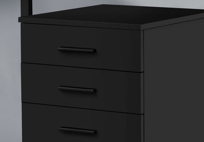 Filing Cabinet - 3 Drawer / Black On Castors - I 7781
