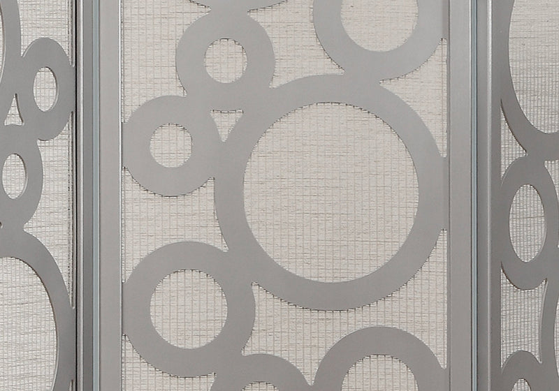 Folding Screen - 3 Panel / Silver " Bubble Design " - I 4636