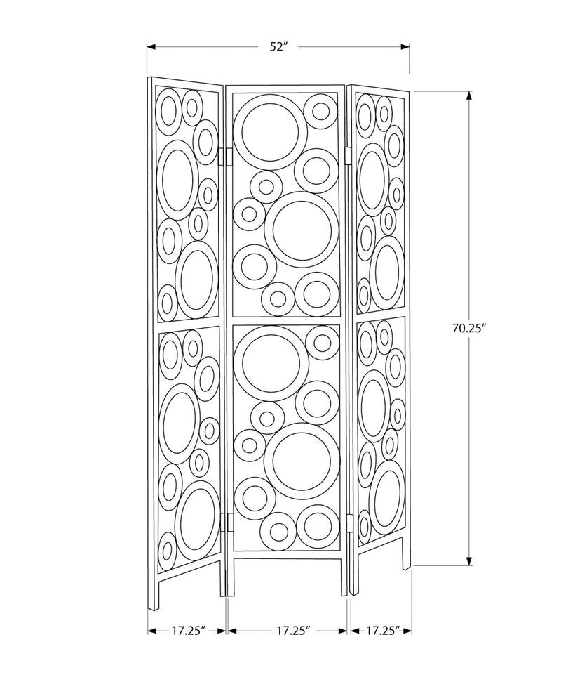 Folding Screen - 3 Panel / Silver " Bubble Design " - I 4636