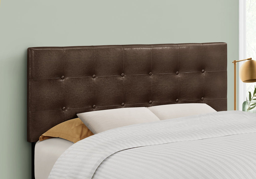 Brown leather clearance tufted headboard