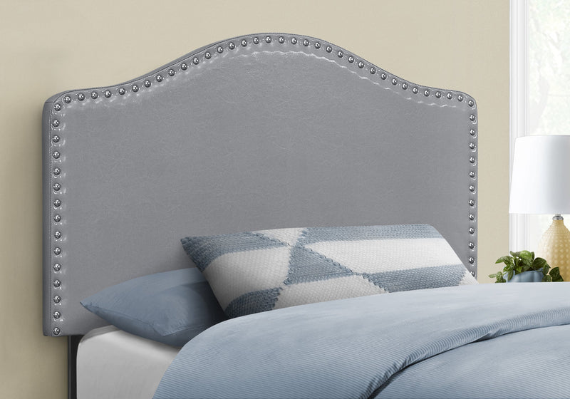 Bed - Twin Size / Grey Leather-Look Headboard Only - I 6011T