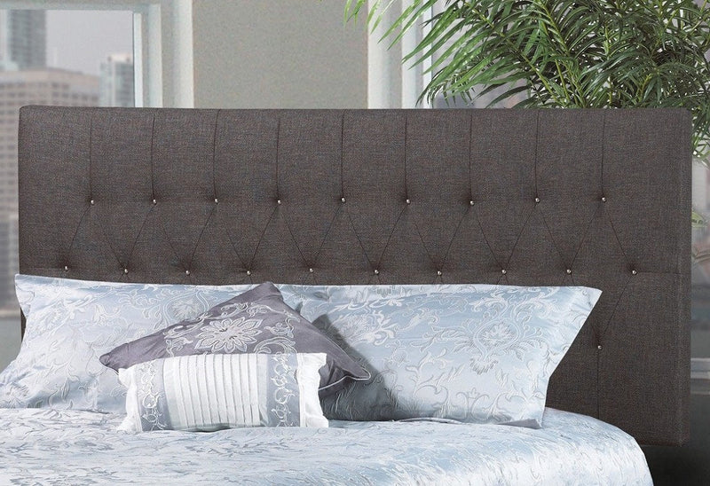 Elegant Headboard with Thick Tufting and silver/Bronze Nailheads - R-147-S