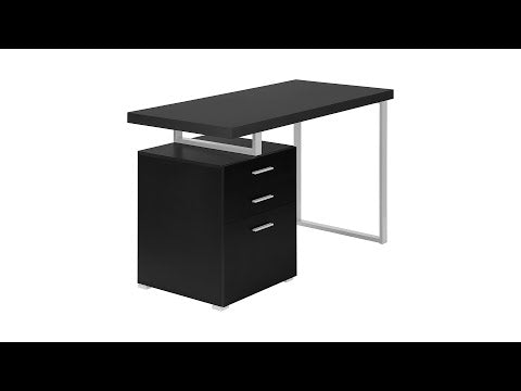 Computer Desk - 48"L / Black / Silver Metal / L/R Face