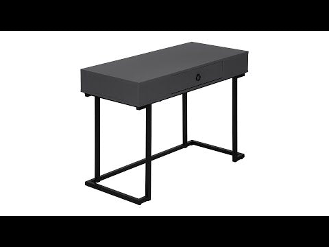 Computer Desk - 42"L / Modern Grey / Black Metal