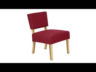 Accent Chair - Red Fabric / Natural Wood Legs