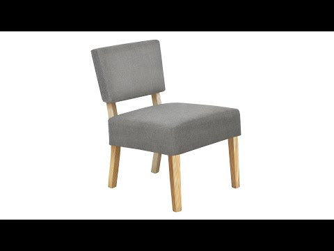Accent Chair - Light Grey Fabric / Natural Wood Legs