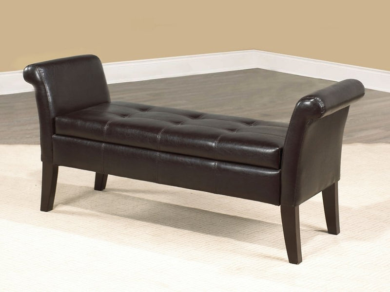 Sleek and Simple Storage Bench in Espresso Bonded Leather - IF-668-E