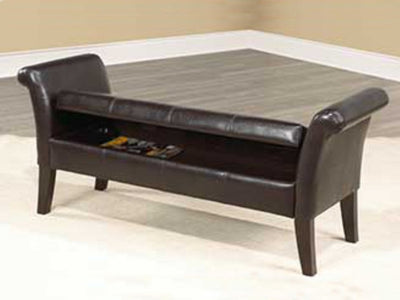 Sleek and Simple Storage Bench in Espresso Bonded Leather - IF-668-E