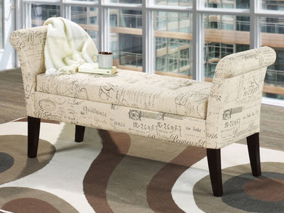 Sleek and Simple Storage Bench in Beige French Fabric - IF-668-F