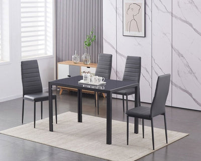 Grey Tempered Glass Dining Table With Grey Metal Frame - IF-T-5050