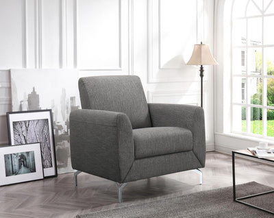 Grey Fabric Accent Chair with Chrome Accents - Bo-Kate-Grey-C