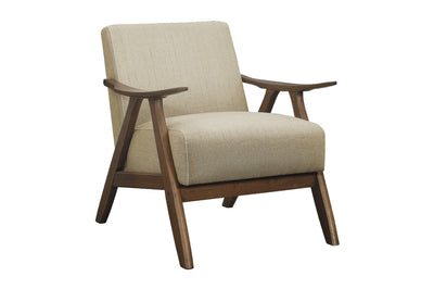 Retro-inspired Modern Living Set in Walnut Finish and Light Brown Fabric - MA-1138BRSLC