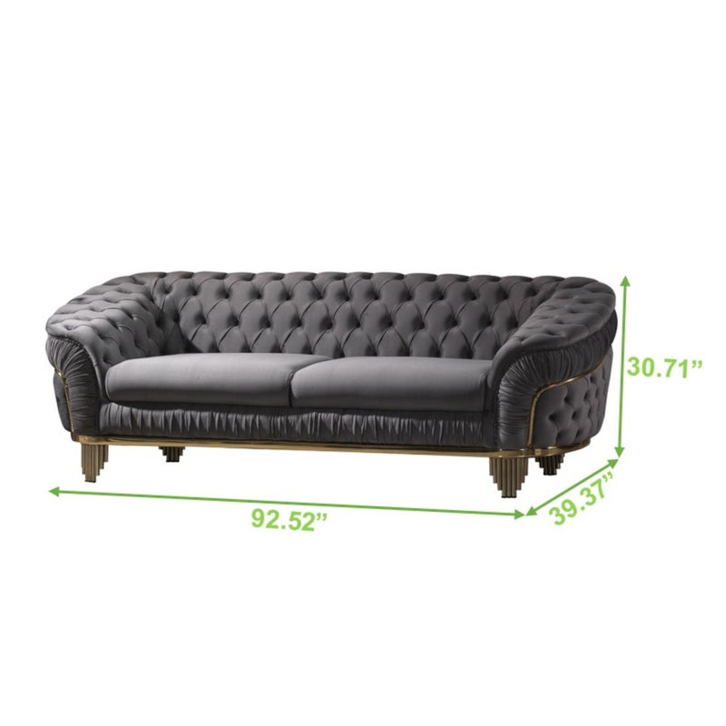 Vanessa Grey Velvet Sofa Set - ME-6725G-3PCS