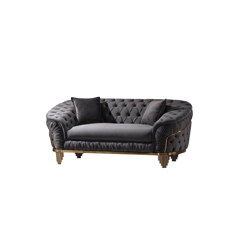 Vanessa Grey Velvet Sofa Set - ME-6725G-3PCS