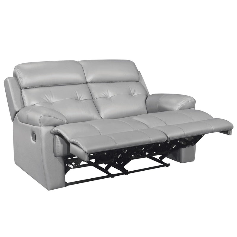 Lambent Light Gray Genuine Leather Reclining Love Seat - MA-9529SVE-2