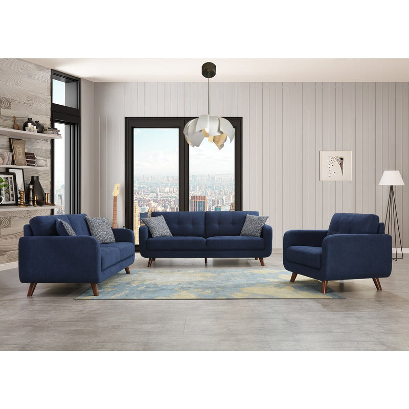blue loveseat and sofa set