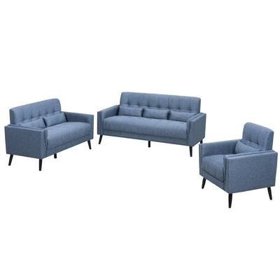 Madeline Collection Loveseat with 2 Lumbar Pillows - MA-99914BLU-2