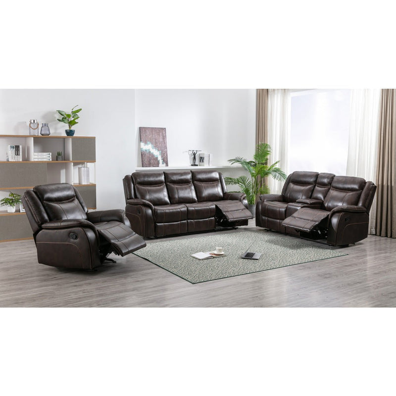 Paxton Brown Reclining Loveseat with Console