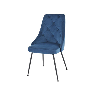 Plumeria Blue Velvet Chair with Black Legs - MA-1321B-BUS