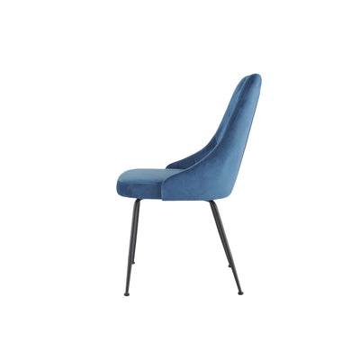Plumeria Blue Velvet Chair with Black Legs - MA-1321B-BUS