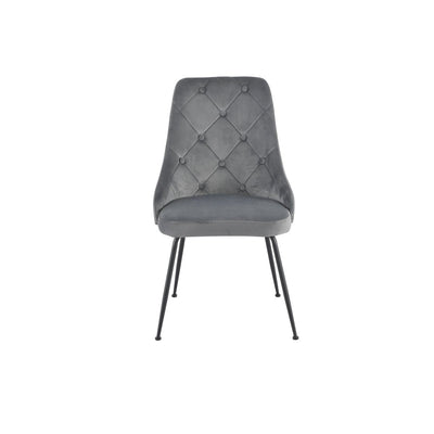 Plumeria Grey Velvet Chair with Black Legs - MA-1321B-GYS