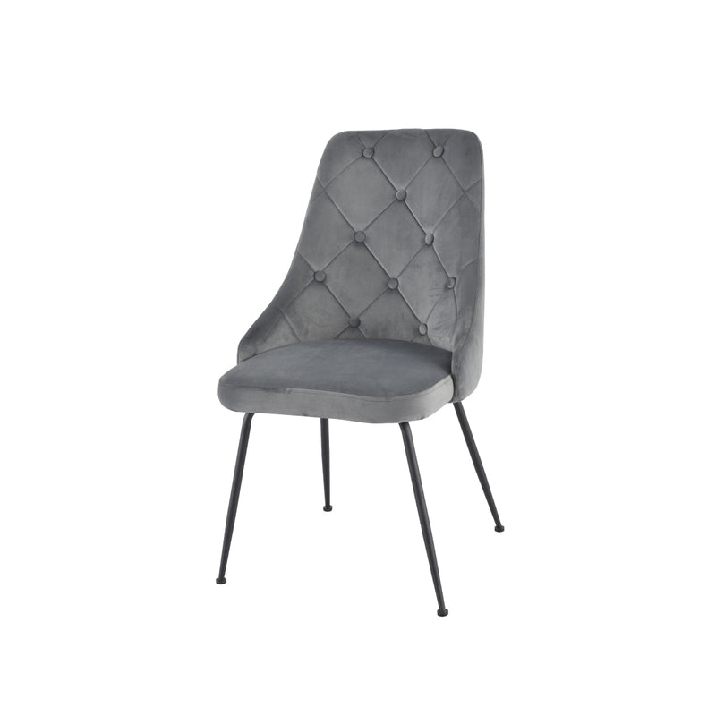 Plumeria Grey Velvet Chair with Black Legs - MA-1321B-GYS