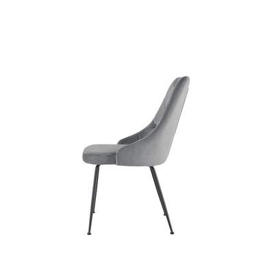 Plumeria Grey Velvet Chair with Black Legs - MA-1321B-GYS