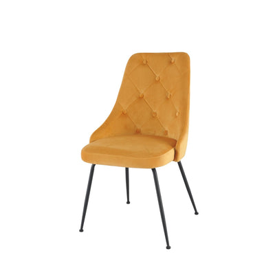 Plumeria Yellow Velvet Chair with Black Legs - MA-1321B-YMS
