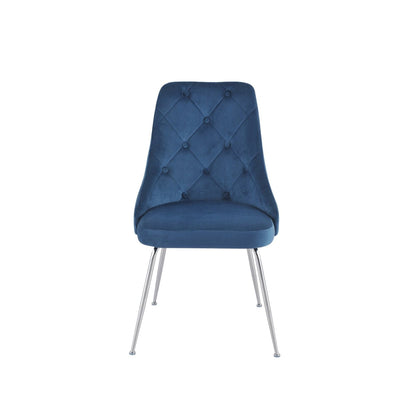 Plumeria Blue Velvet Chair with Chrome Legs - MA-1321C-BUS