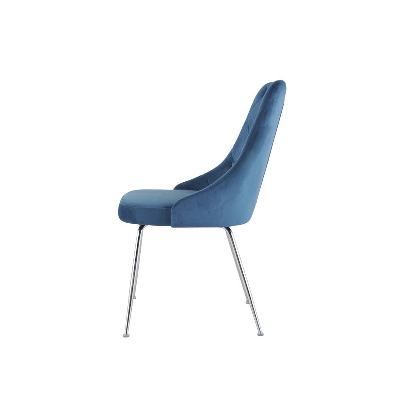 Plumeria Blue Velvet Chair with Chrome Legs - MA-1321C-BUS