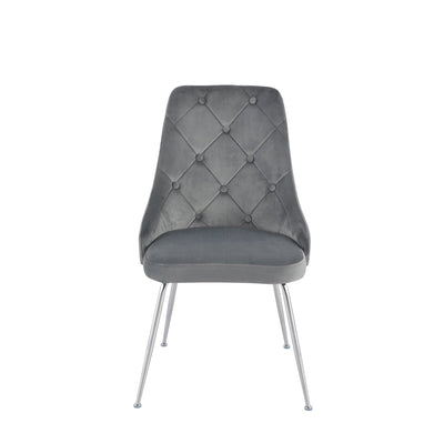 Plumeria Grey Velvet Chair with Chrome Legs - MA-1321C-GYS