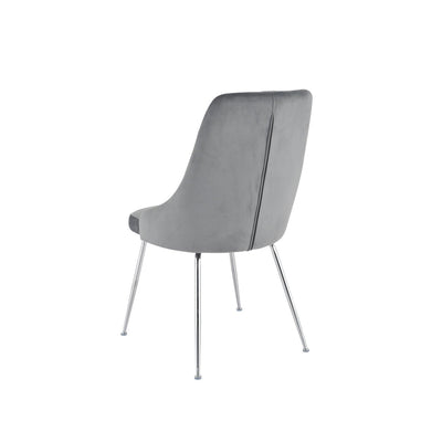 Plumeria Grey Velvet Chair with Chrome Legs - MA-1321C-GYS