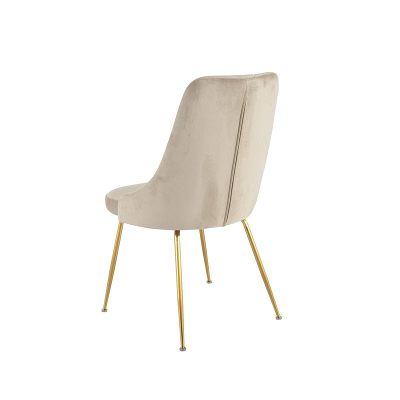 Plumeria Beige Velvet Chair with Gold Legs - MA-1321G-BES