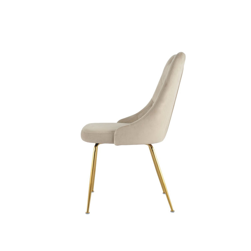 Plumeria Beige Velvet Chair with Gold Legs - MA-1321G-BES