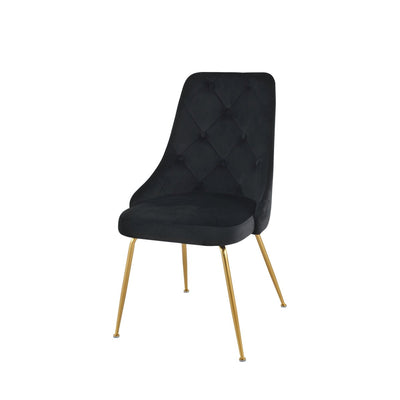 Plumeria Black Velvet Chair with Gold Legs - MA-1321G-BKS