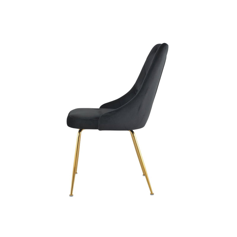 Plumeria Black Velvet Chair with Gold Legs - MA-1321G-BKS