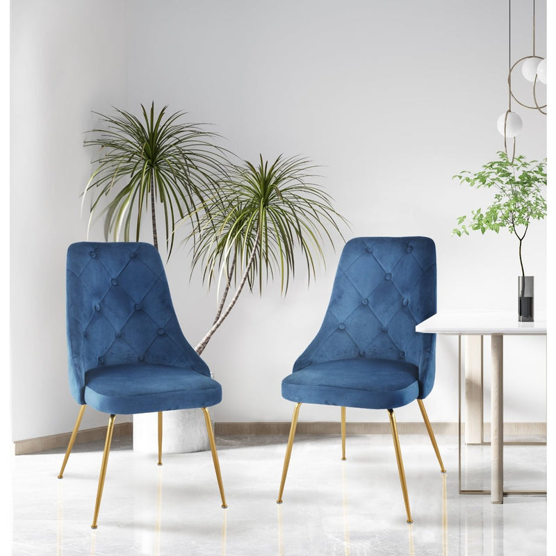 Plumeria Blue Velvet Chair with Gold Legs - MA-1321G-BUS