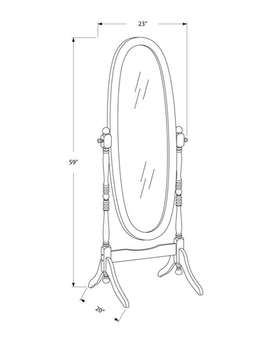 Miroir - 59"H / Cadre ovale en bois de noyer