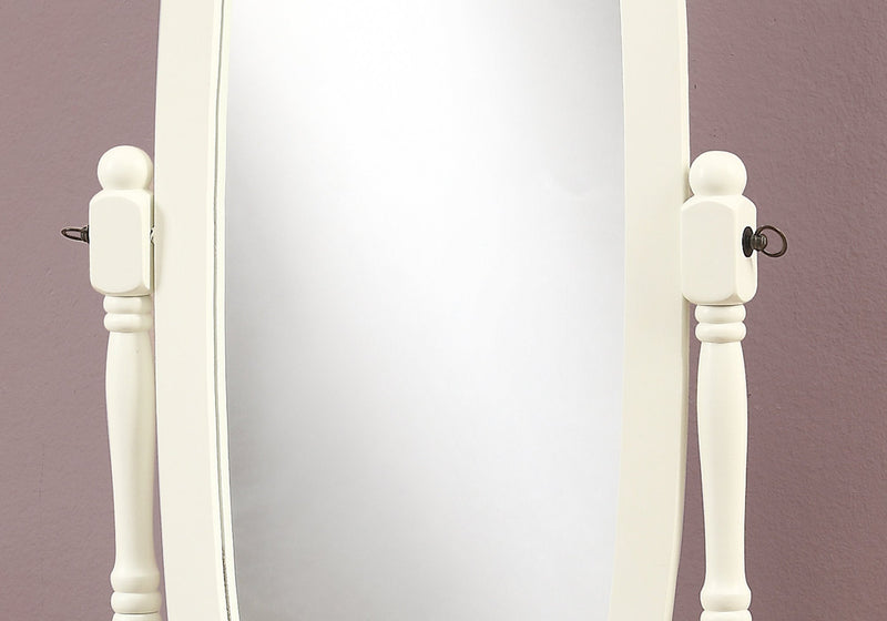 Miroir - 59"H / Cadre en bois ovale blanc antique
