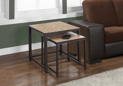 Low price transitional brown accent table nesting table i3161 by monarch