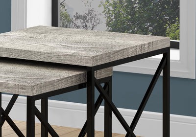 Nesting Table - 2Pcs Set / Grey Reclaimed Wood / Black