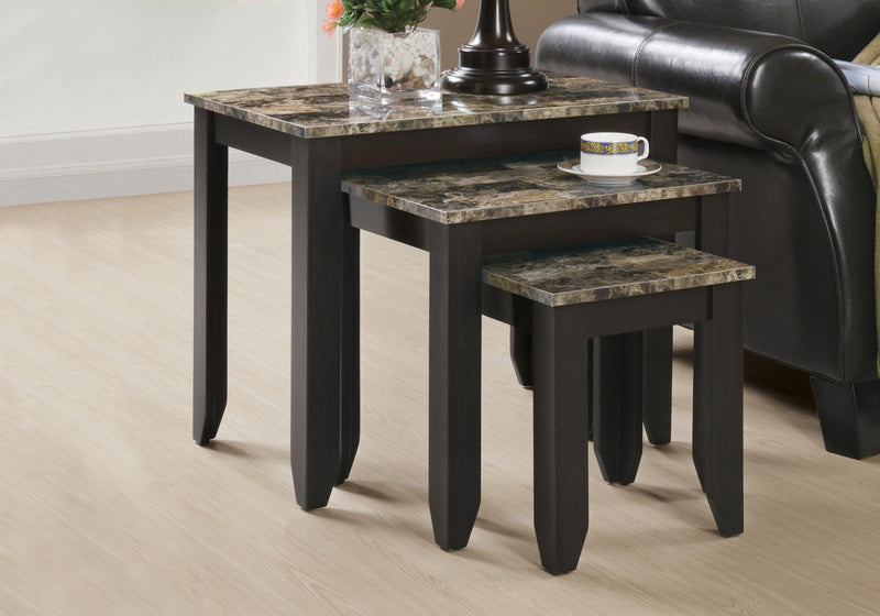 Nesting Table - 3Pcs Set / Cappuccino Marble Top - I 7982N