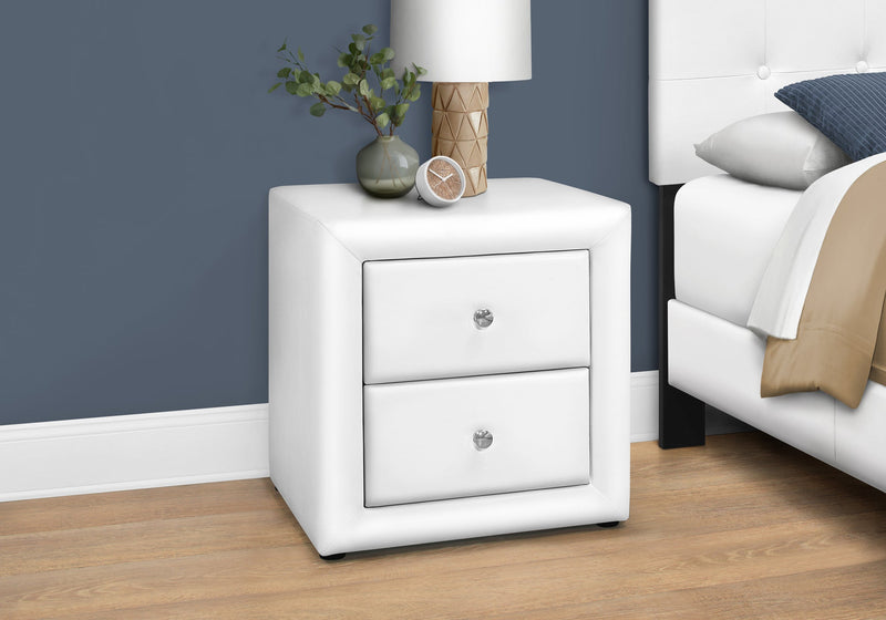 Bedroom Accent - 21"H / White Leather-Look Night Stand - I 5600