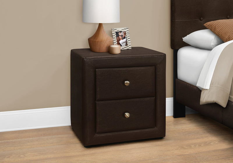 Bedroom Accent - 21"H / Brown Leather-Look Night Stand - I 5601