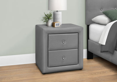 Bedroom Accent - 21"H / Grey Leather-Look Night Stand - I 5602