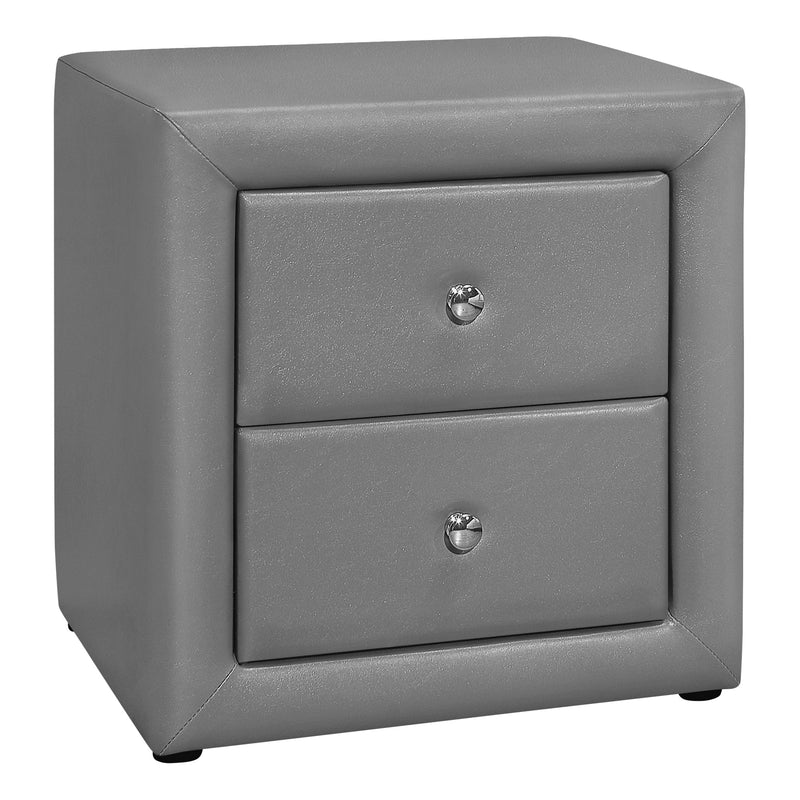 Bedroom Accent - 21"H / Grey Leather-Look Night Stand - I 5602