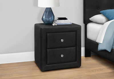 Bedroom Accent - 21"H / Black Leather-Look Night Stand - I 5603