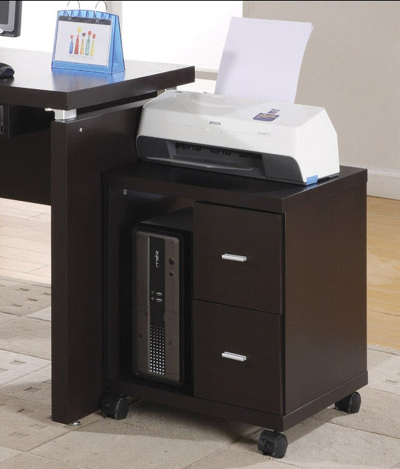 Cappuccino Office Cabinet On Castors with 2 Drawers - I 7004